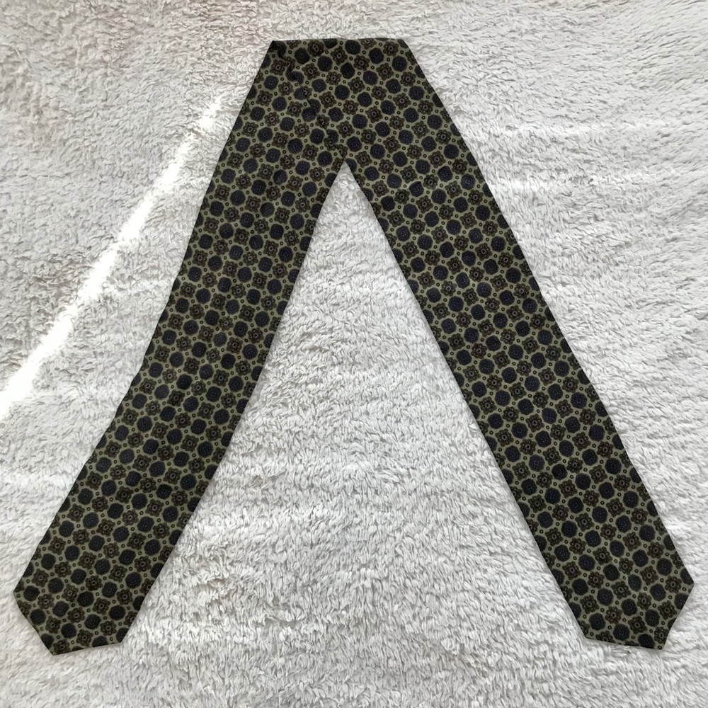 Silk Patterned Dusty Olive & Dusty Purple Scarf